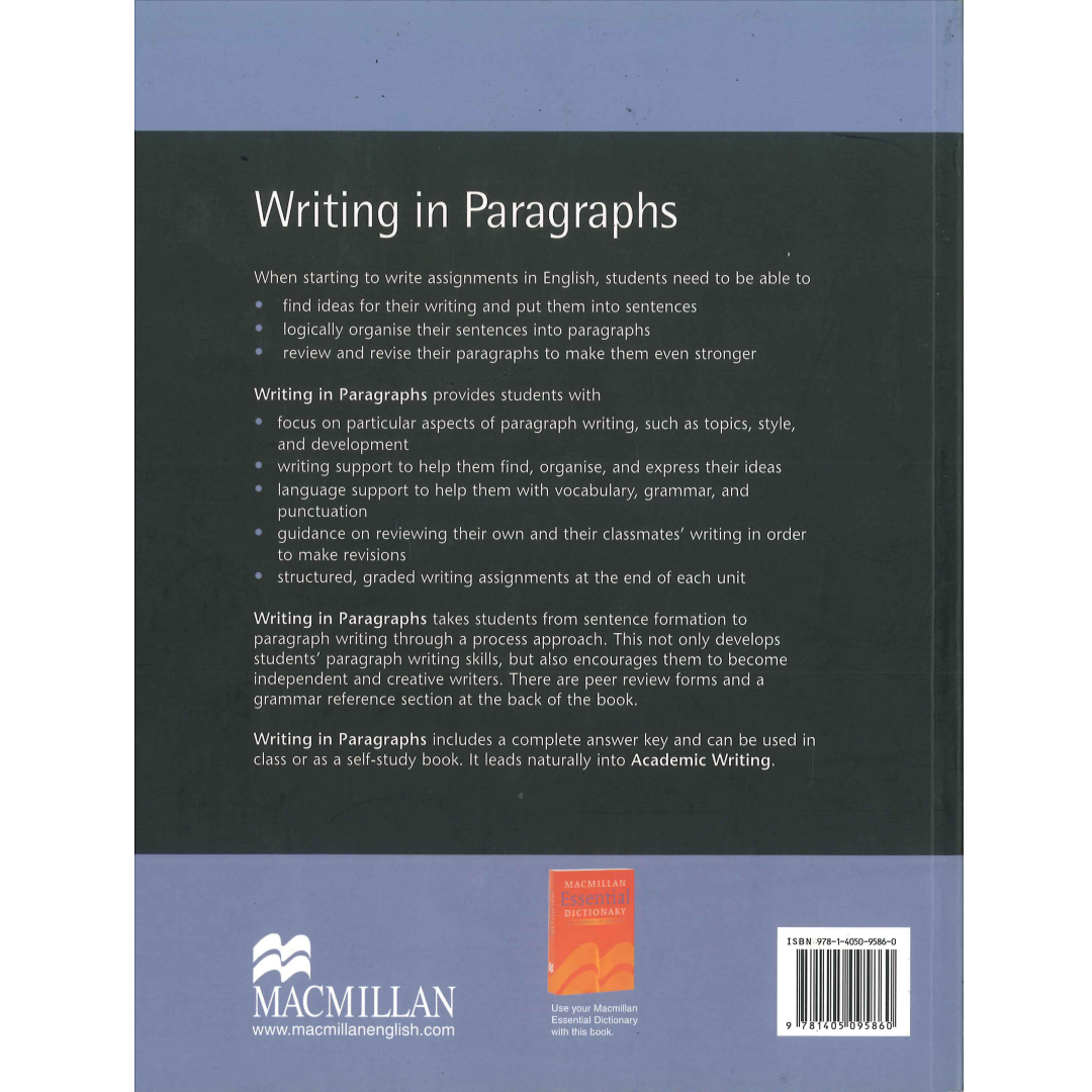 Writing in Paragraphs: From Sentence to Paragraph